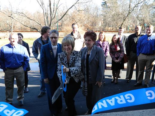 Pictured at the BioSurplus ribbon-cutting event, from left to right: Dr. Susan Windham-Bannister, President & CEO of the Massachusetts Life Sciences Center; Jackie Townsend, CMO of BioSurplus; and Brenda Fanara, Executive Director of the Watertown-Belmont Chamber of Commerce.