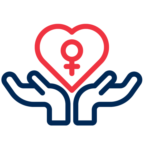 Women's health icon - hands with a heart